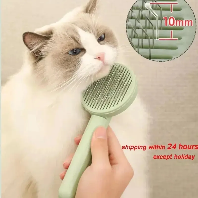 Pet Grooming Brush with One-Click Hair Removal | Perfect for Cats, Dogs, Puppies & Kittens