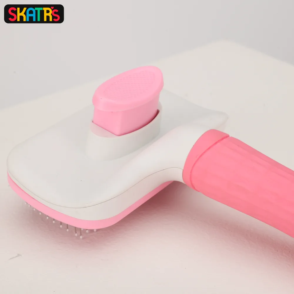 Skatrs Self Clean Slicker Brush with Metal Bristles for Dogs and Cats