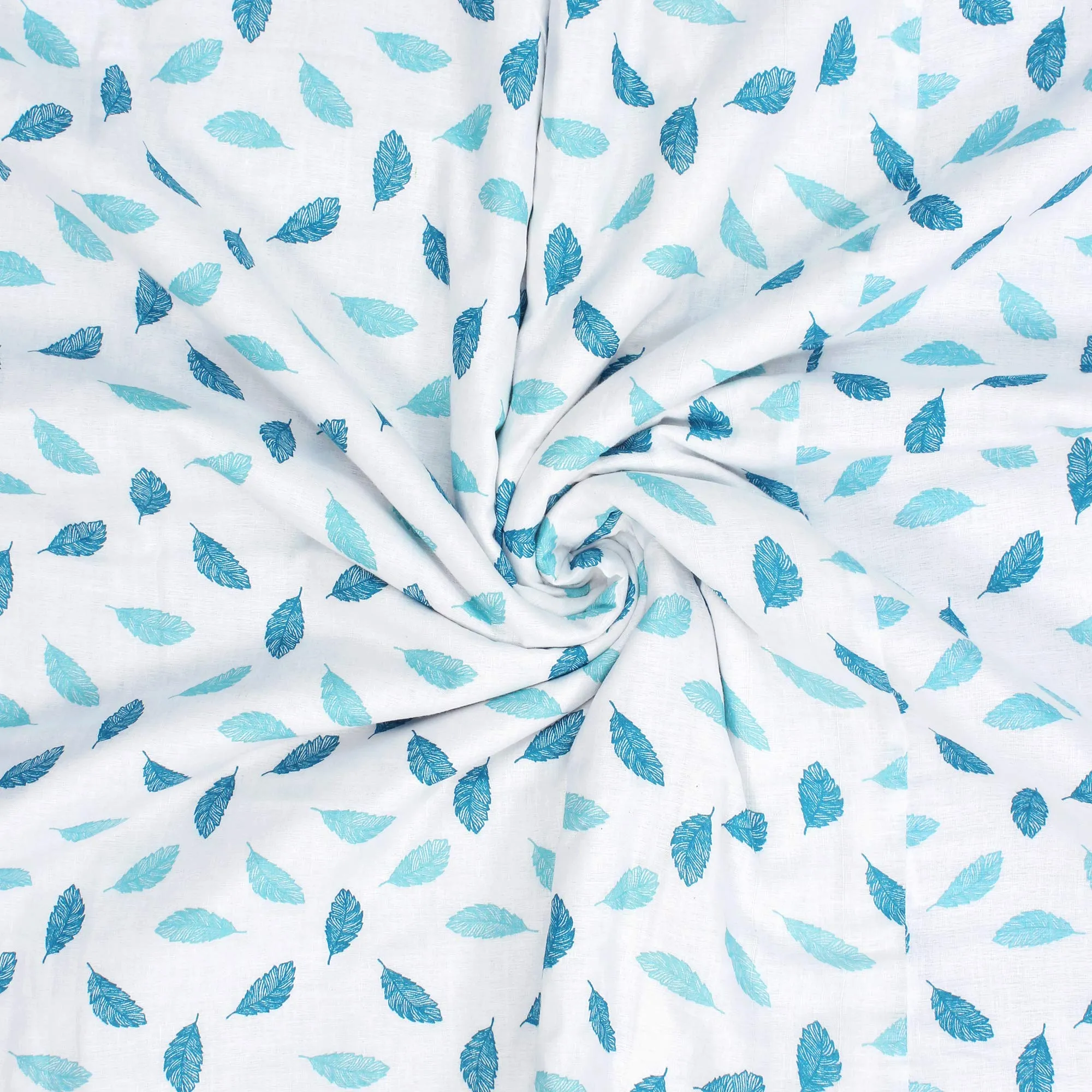 Story@Home Dohar Single Bed Blanket - 144 cm x 220 cm |100% Cotton | Reversible | Lightweight | White and Blue | Leaf Pattern | 150 GSM | Comfortale & Stylish Season. Pack of 2.