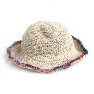 sun hat with sari silk brim detail