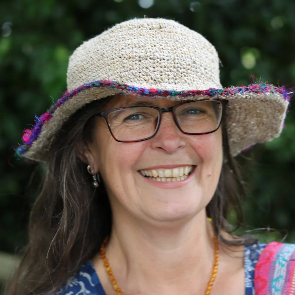 sun hat with sari silk brim detail