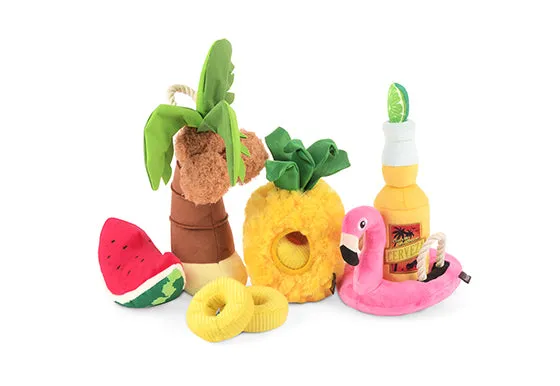 Tropical Paradise Squeaky Plush Dog toys, Wagging Watermelon