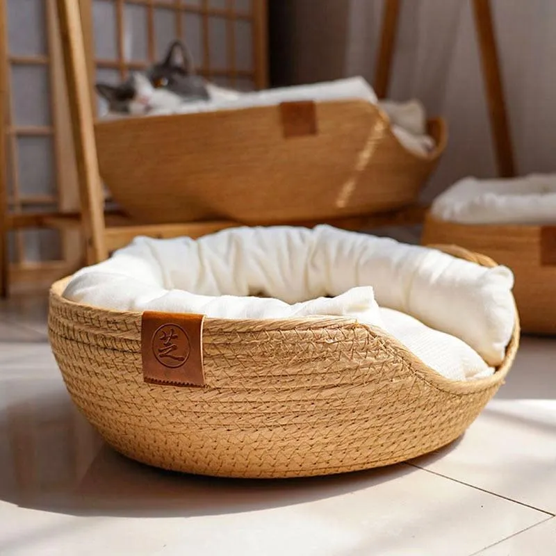 Woven Bamboo Cat Bed