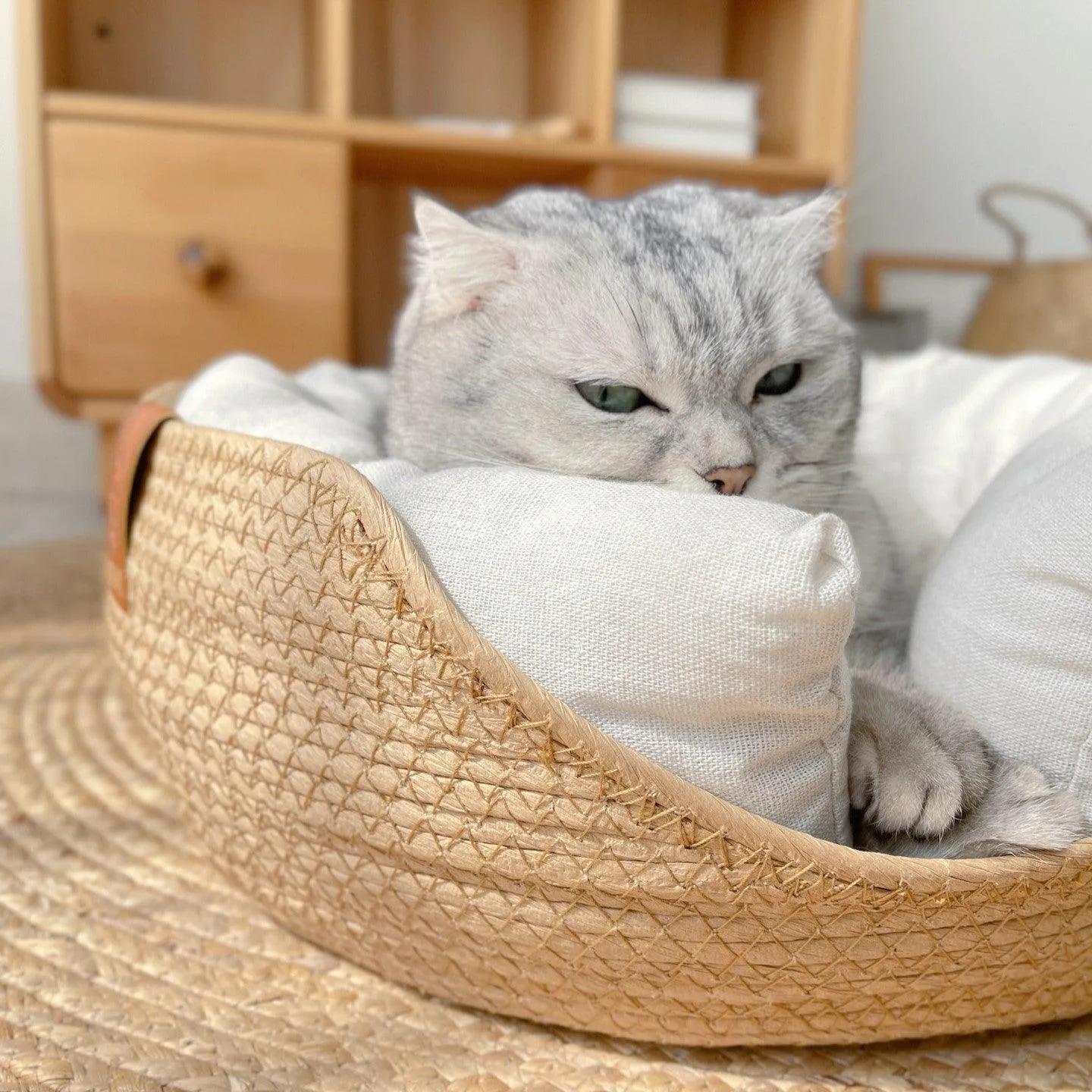 Woven Bamboo Cat Bed