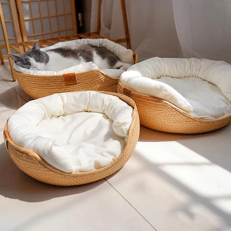 Woven Bamboo Cat Bed