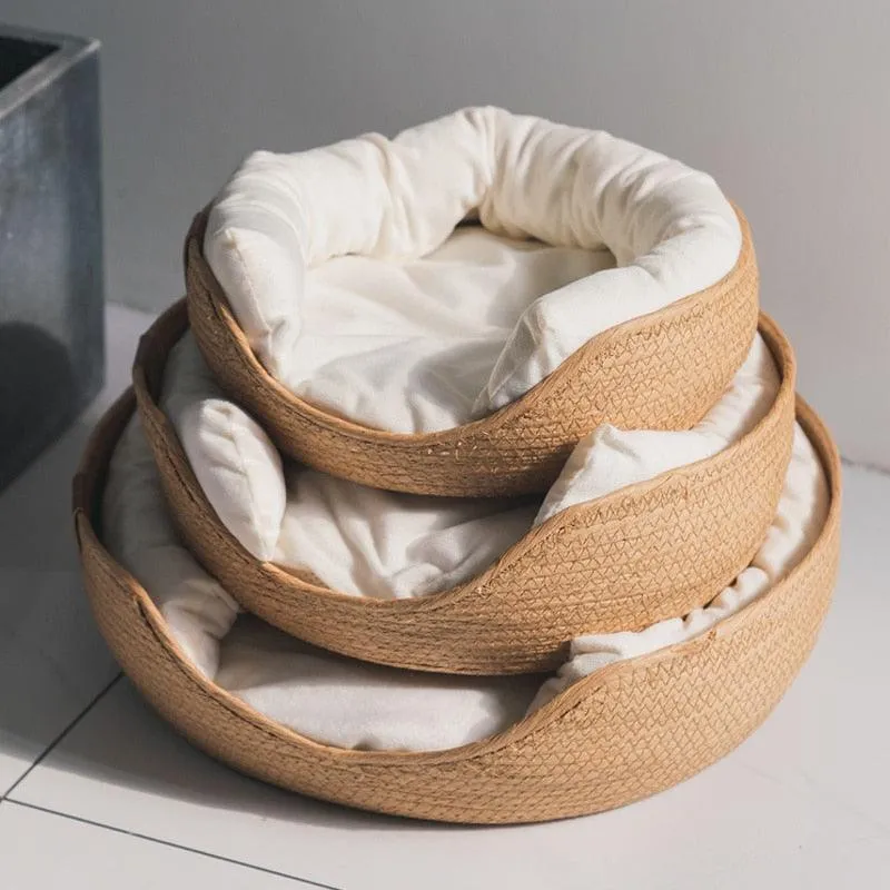 Woven Bamboo Cat Bed